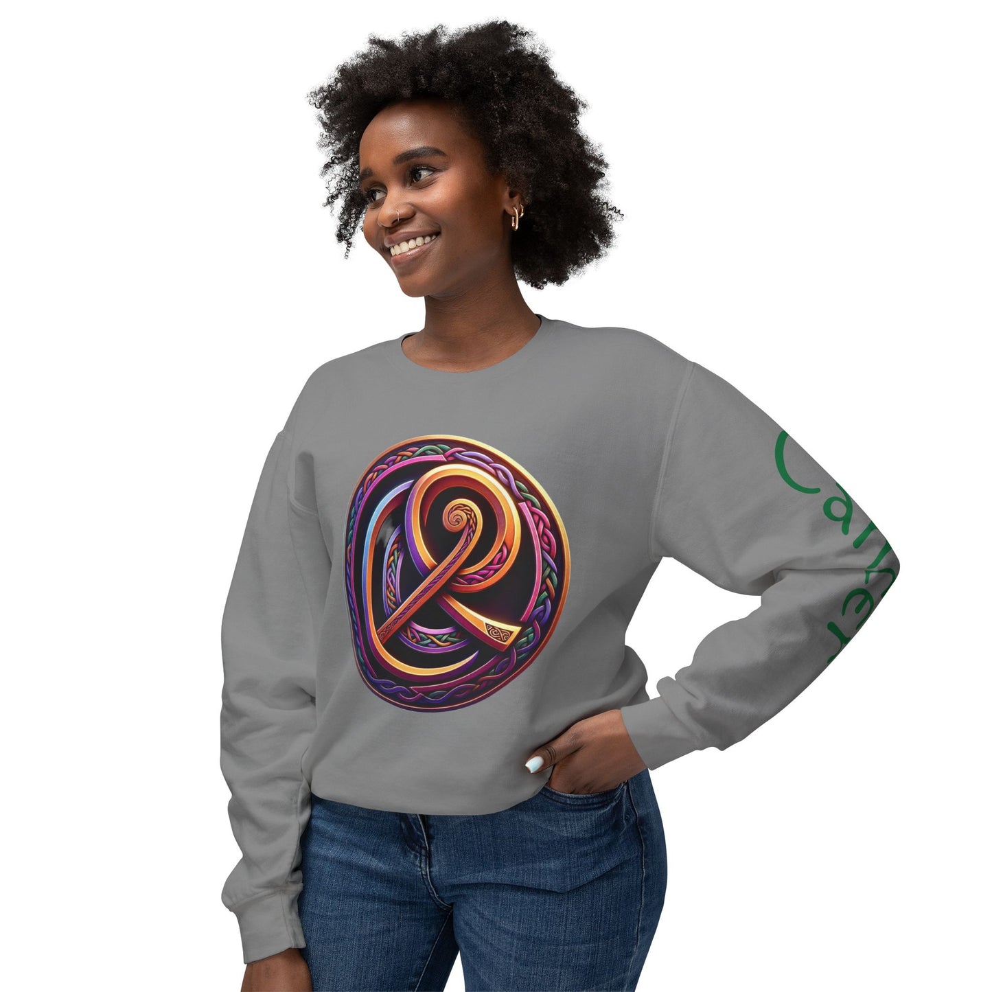 Crewneck Sweatshirt with Celtic Astrological Symbols-Cancer
