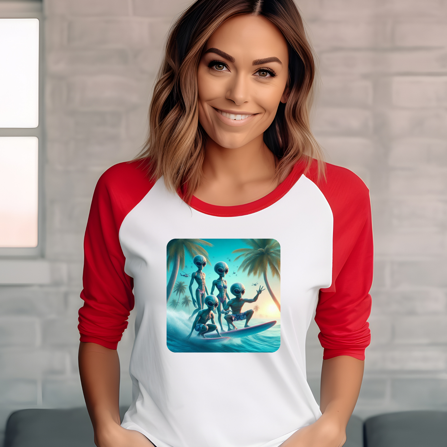 Alien Surfers Baseball Tee