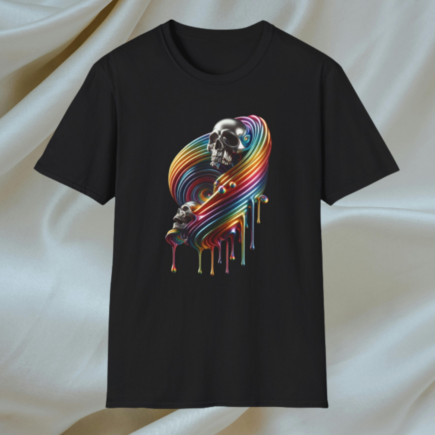 Metallic Rainbow Drip Skull T-Shirt - Gay Pride