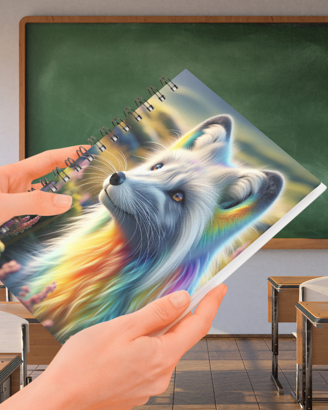 Spiral Notebook - Rainbow Arctic Fox at Sunset