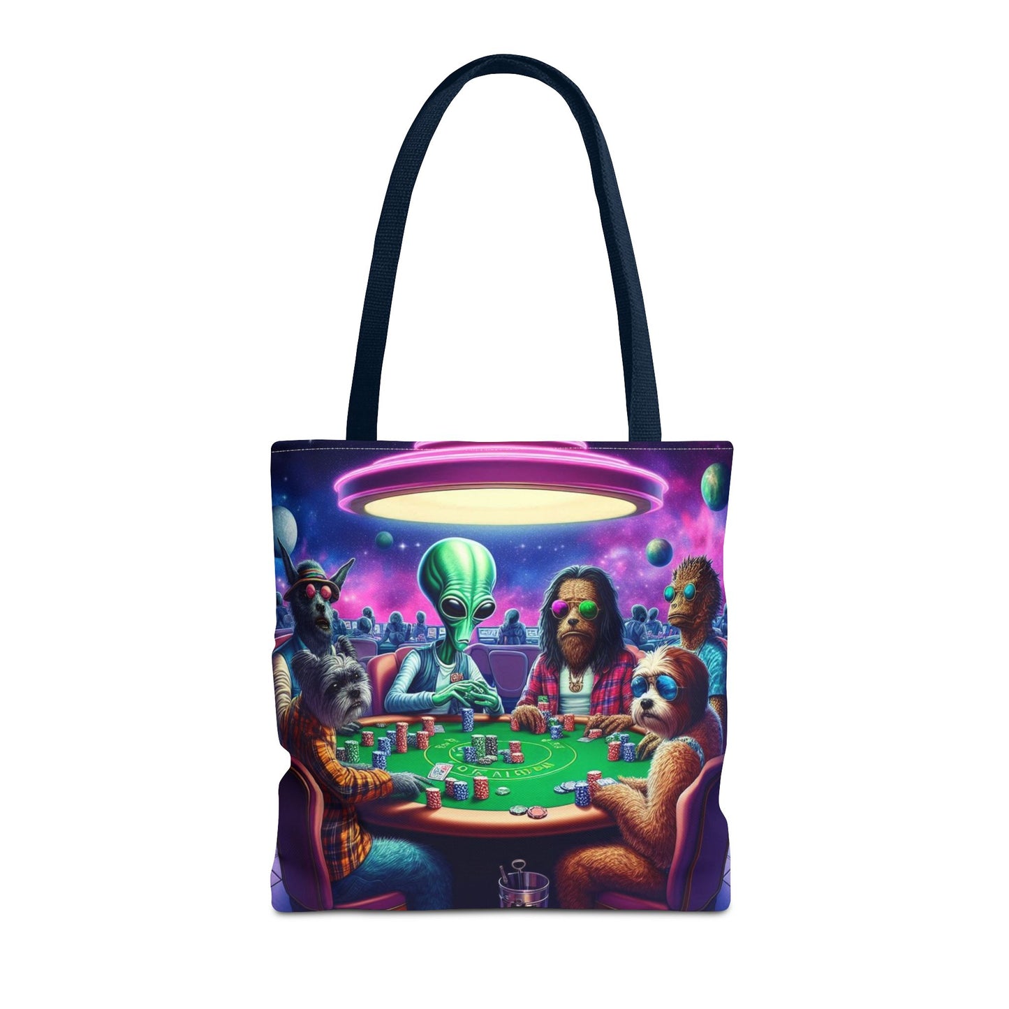 Aliens and Dogs Playing Poker Tote Bag