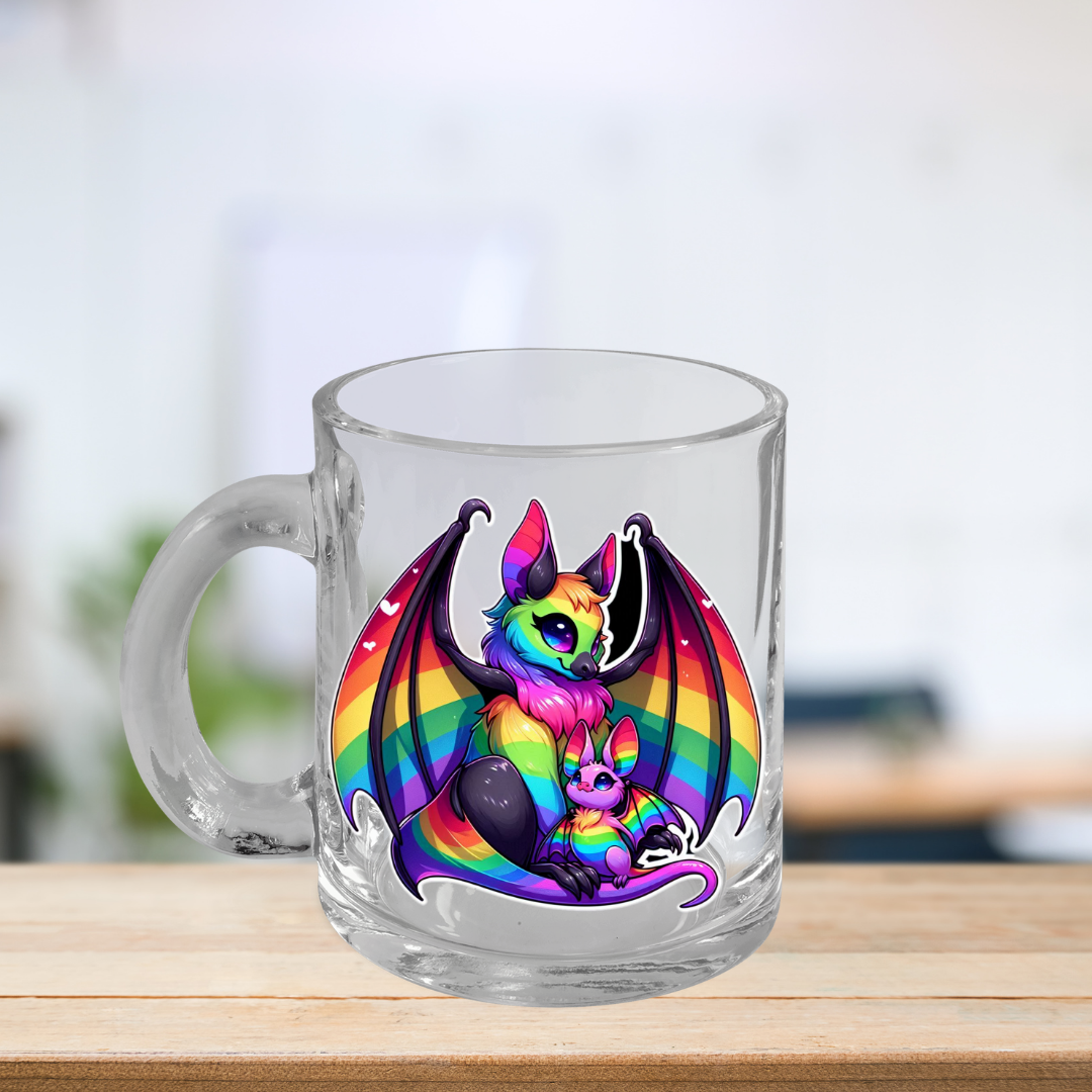Rainbow Bats Glass Mug