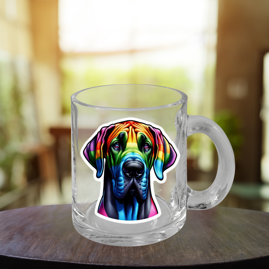Rainbow Great Dane Glass Mug