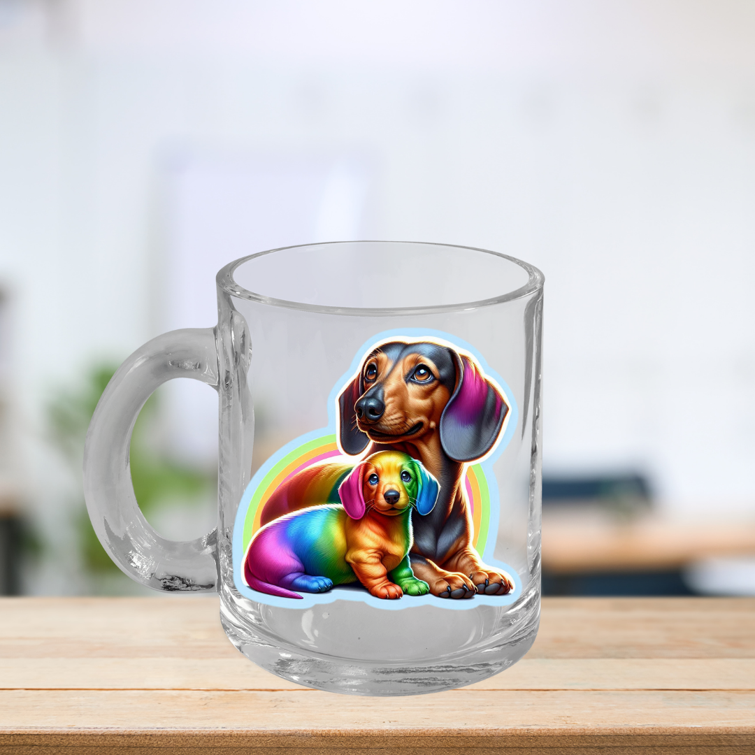 Rainbow Dachshunds Glass Mug
