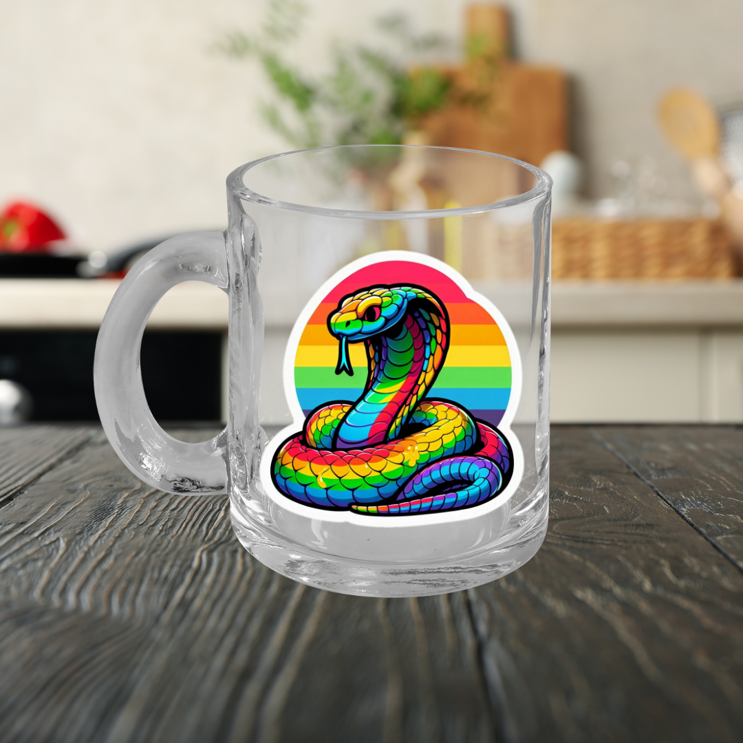 Rainbow Cobras Glass Mug