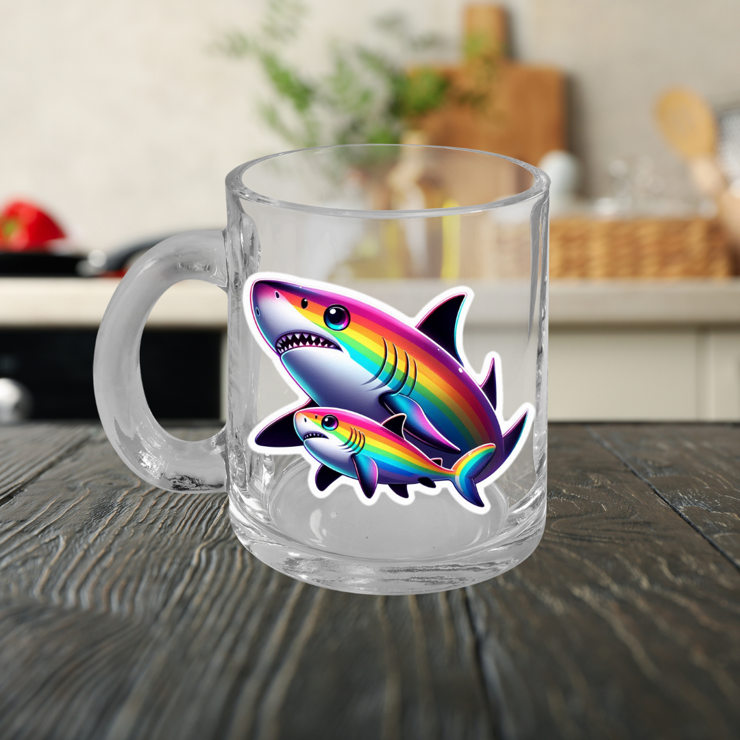 Rainbow Black-Tipped Shark Glass Mug