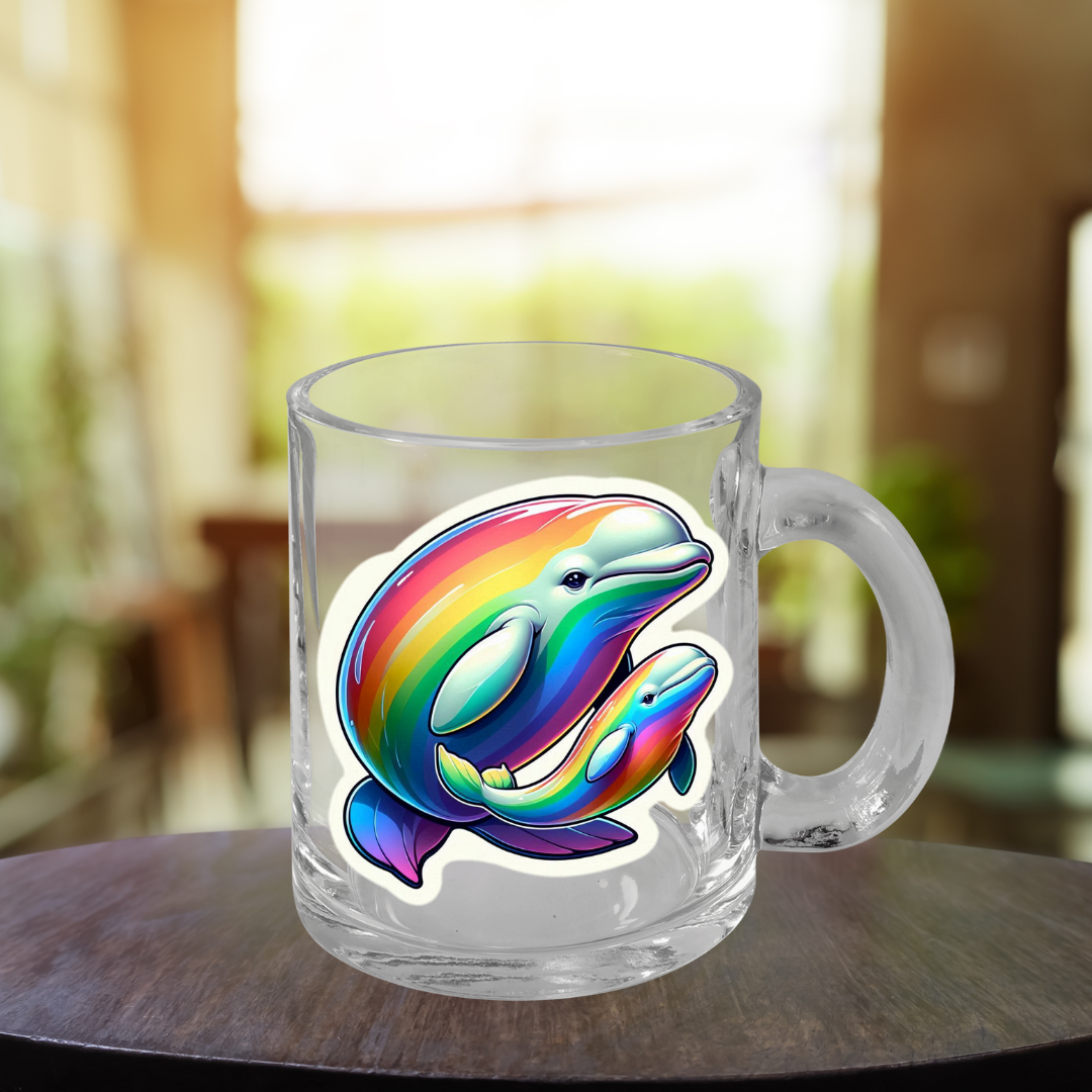Rainbow Belugas Glass Mug
