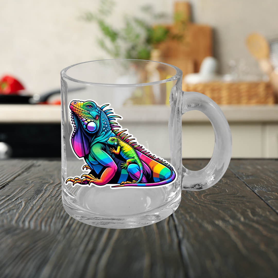 Rainbow Iguana Glass Mug