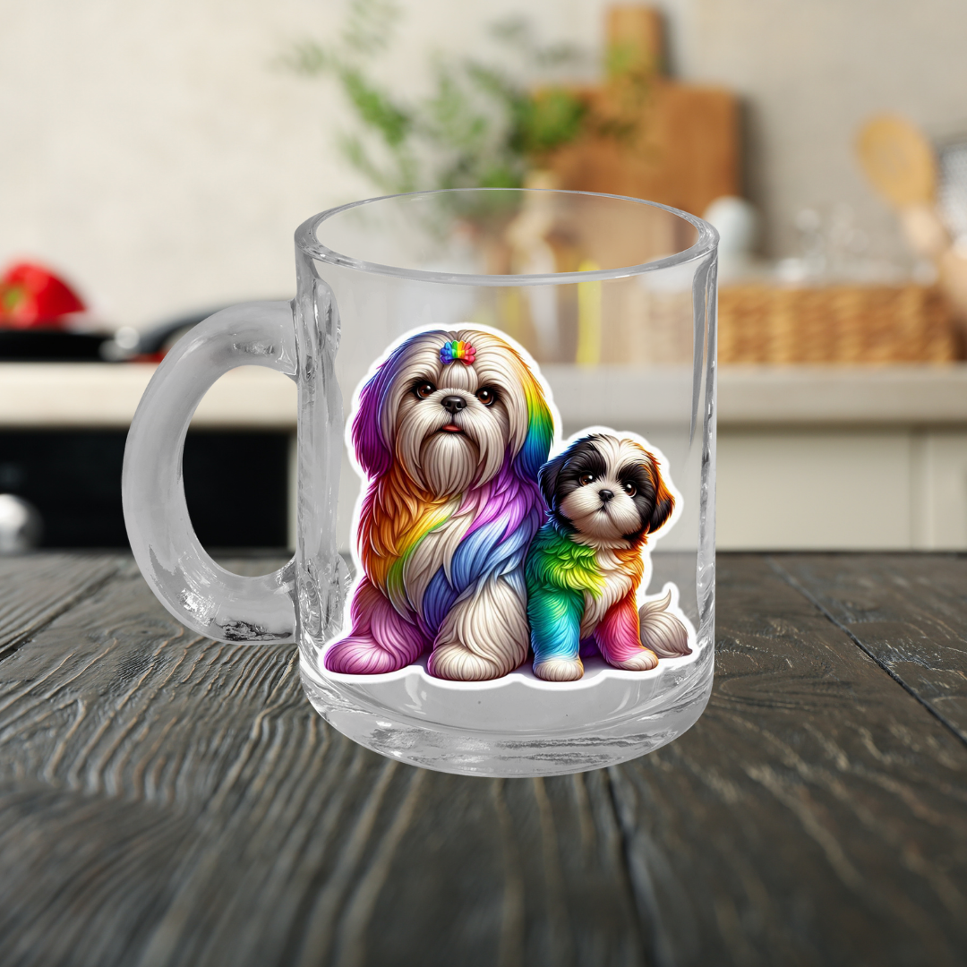 Rainbow Yellow Labradors Glass Mug