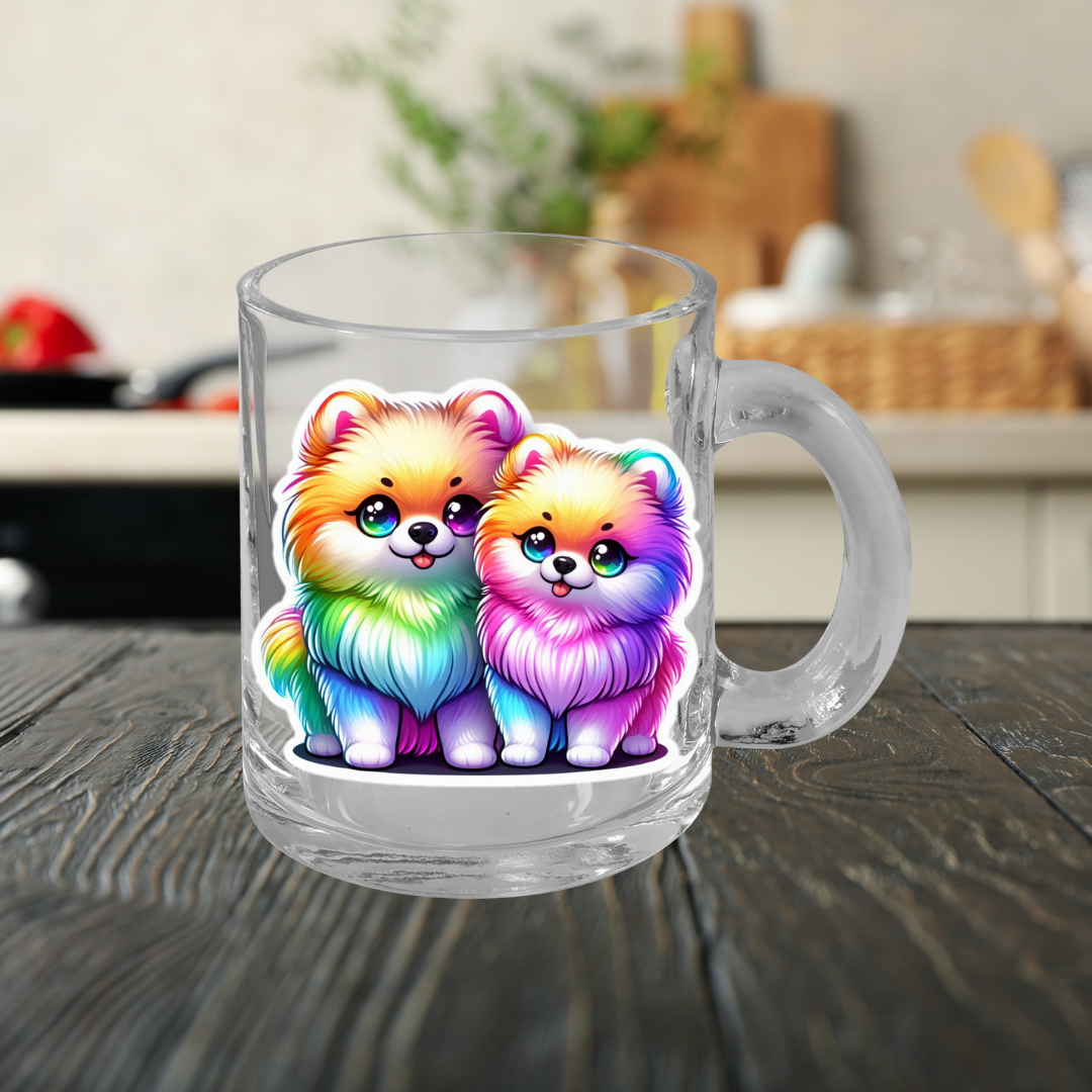 Rainbow Pomeranians Glass Mug