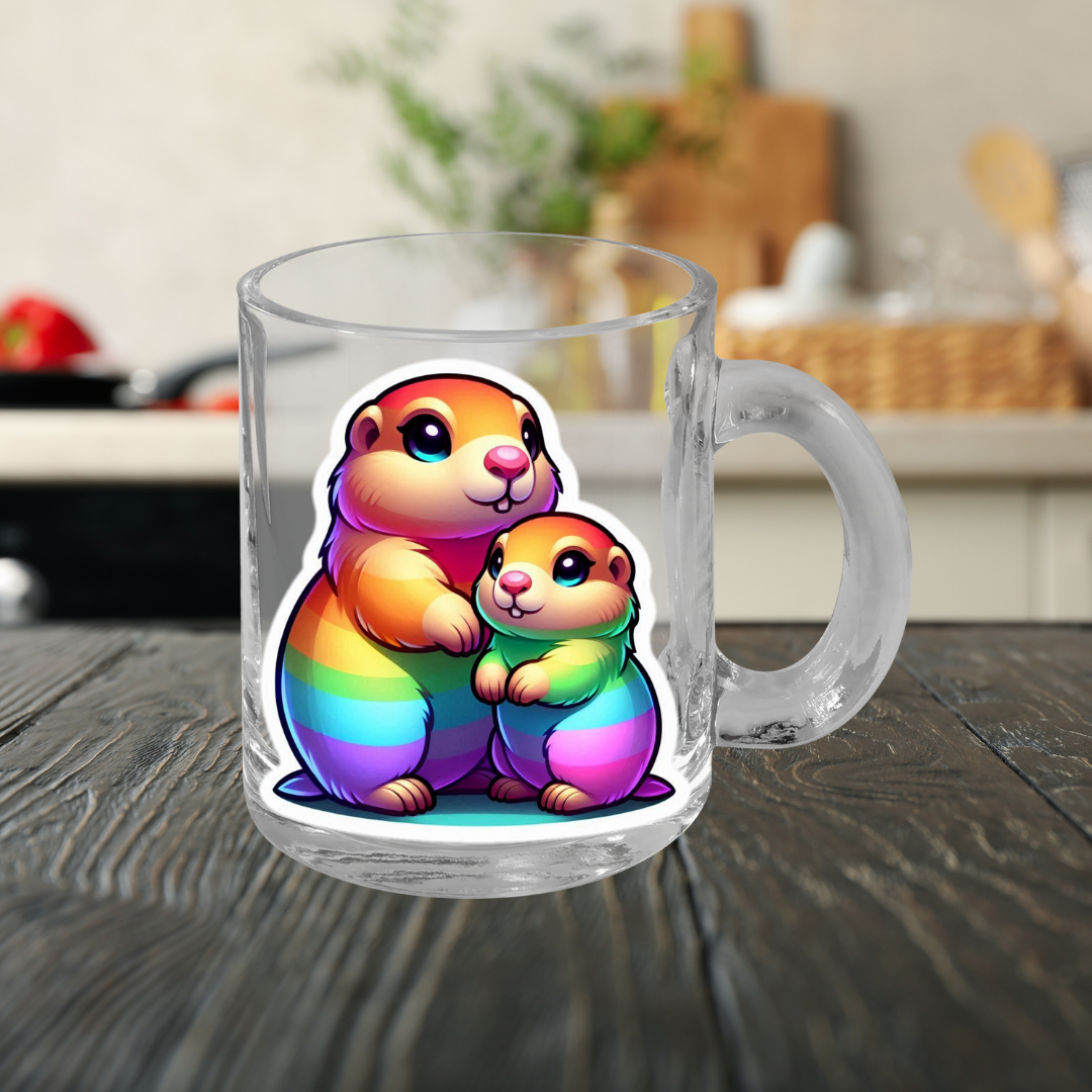 Rainbow Prairie Dogs Glass Mug