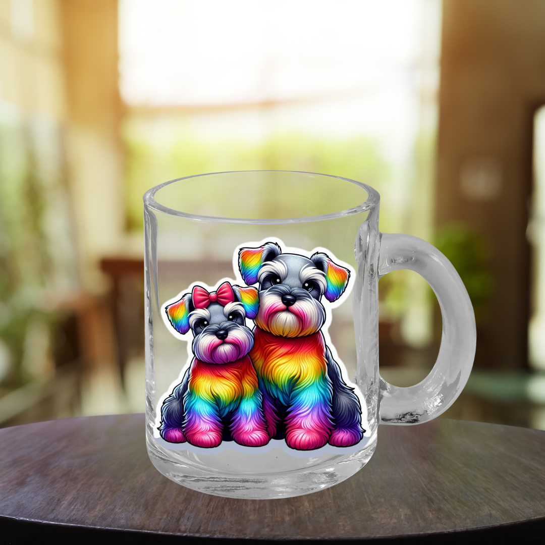 Rainbow Schnauzers Glass Mug