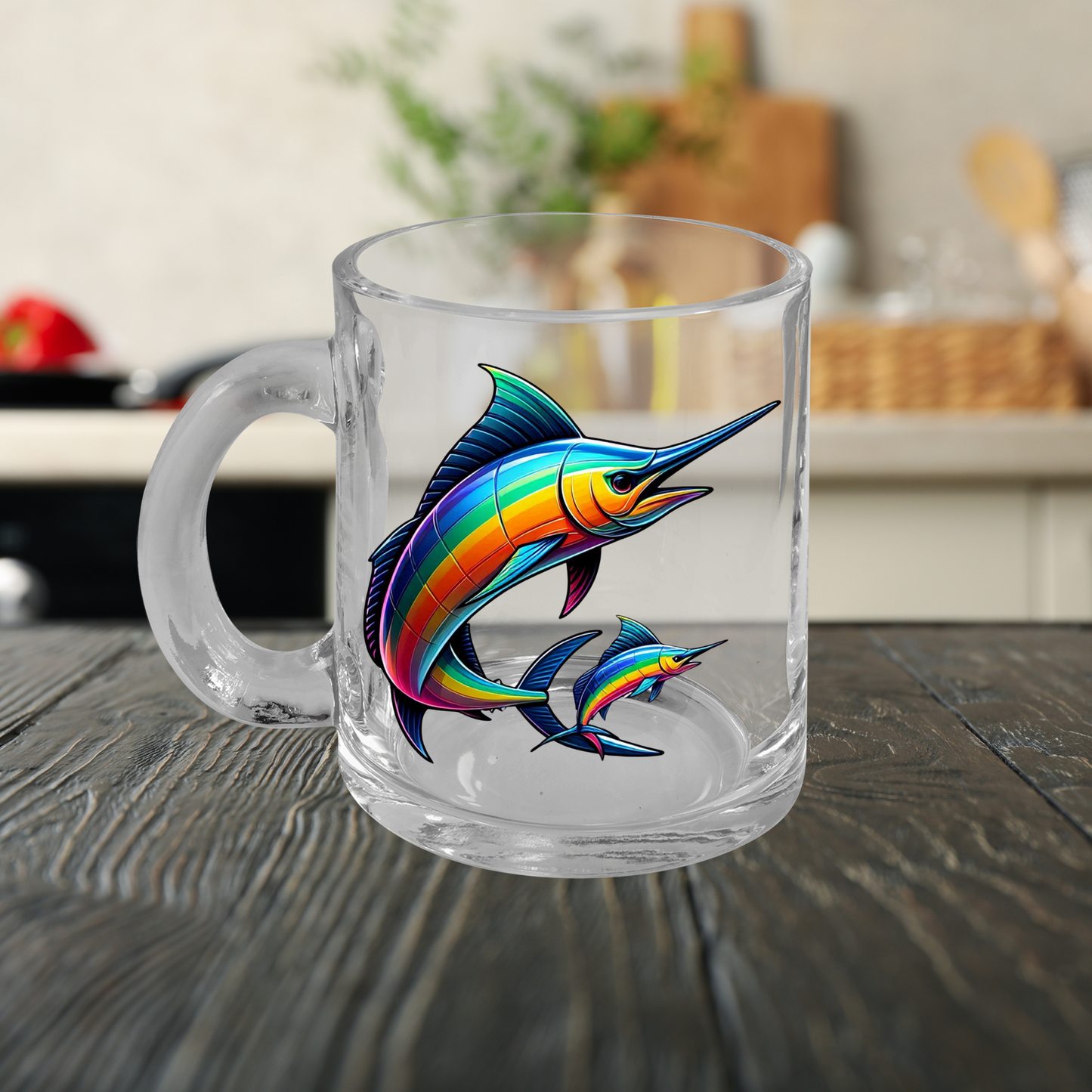 Glass Mug Rainbow Swordfish