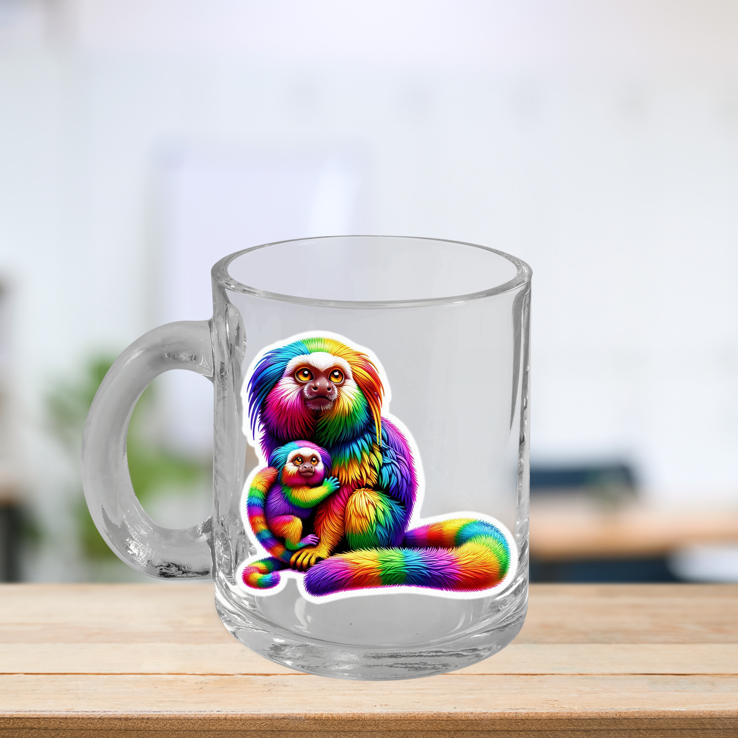 Glass Mug Rainbow Tamarins