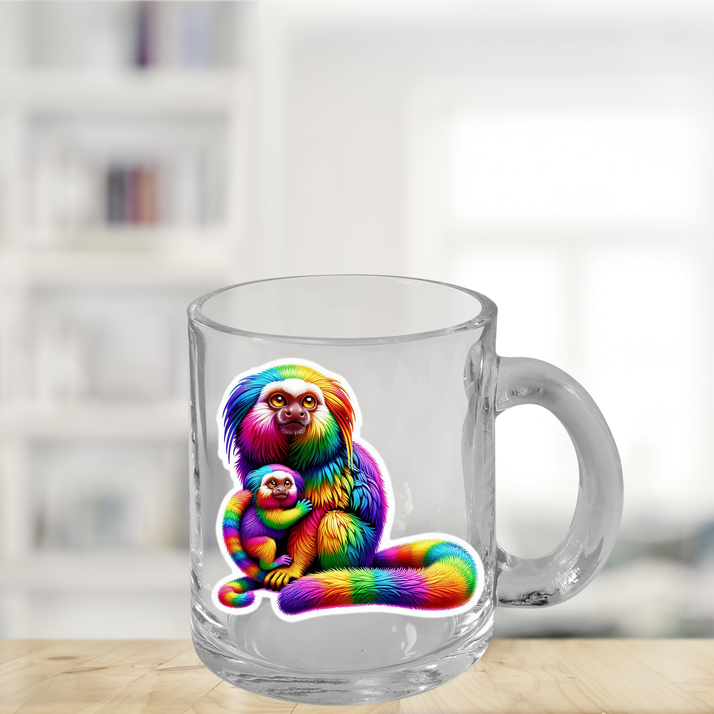 Glass Mug Rainbow Tamarins