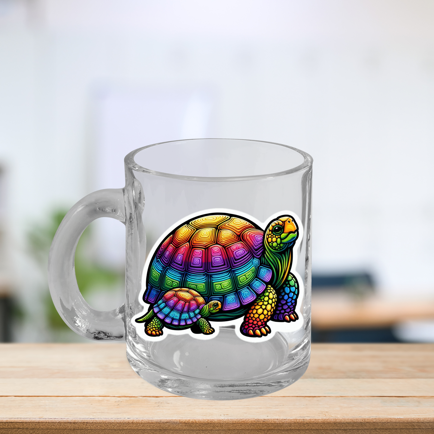 Glass Mug Rainbow Tortoises