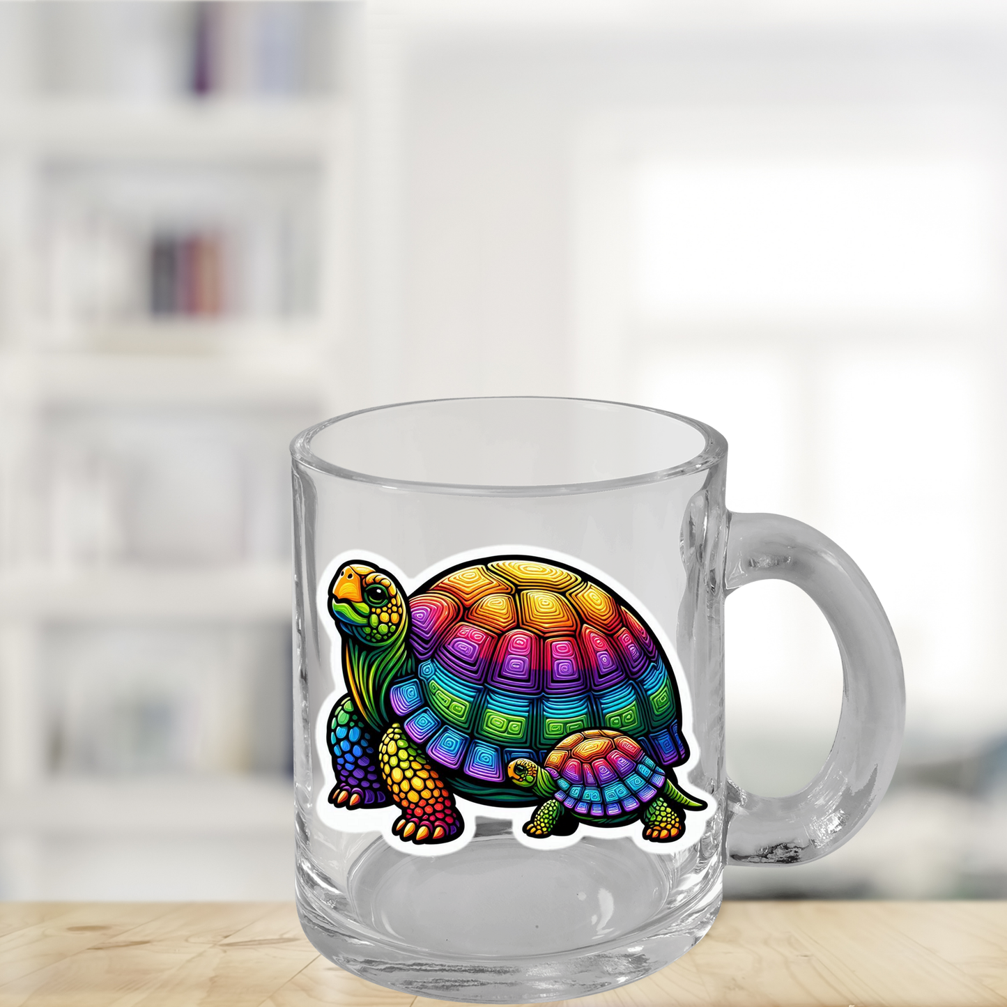 Glass Mug Rainbow Tortoises