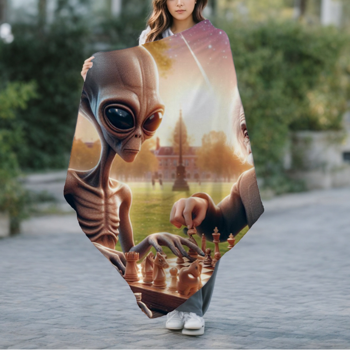 Alien Chess Game Velveteen Blanket