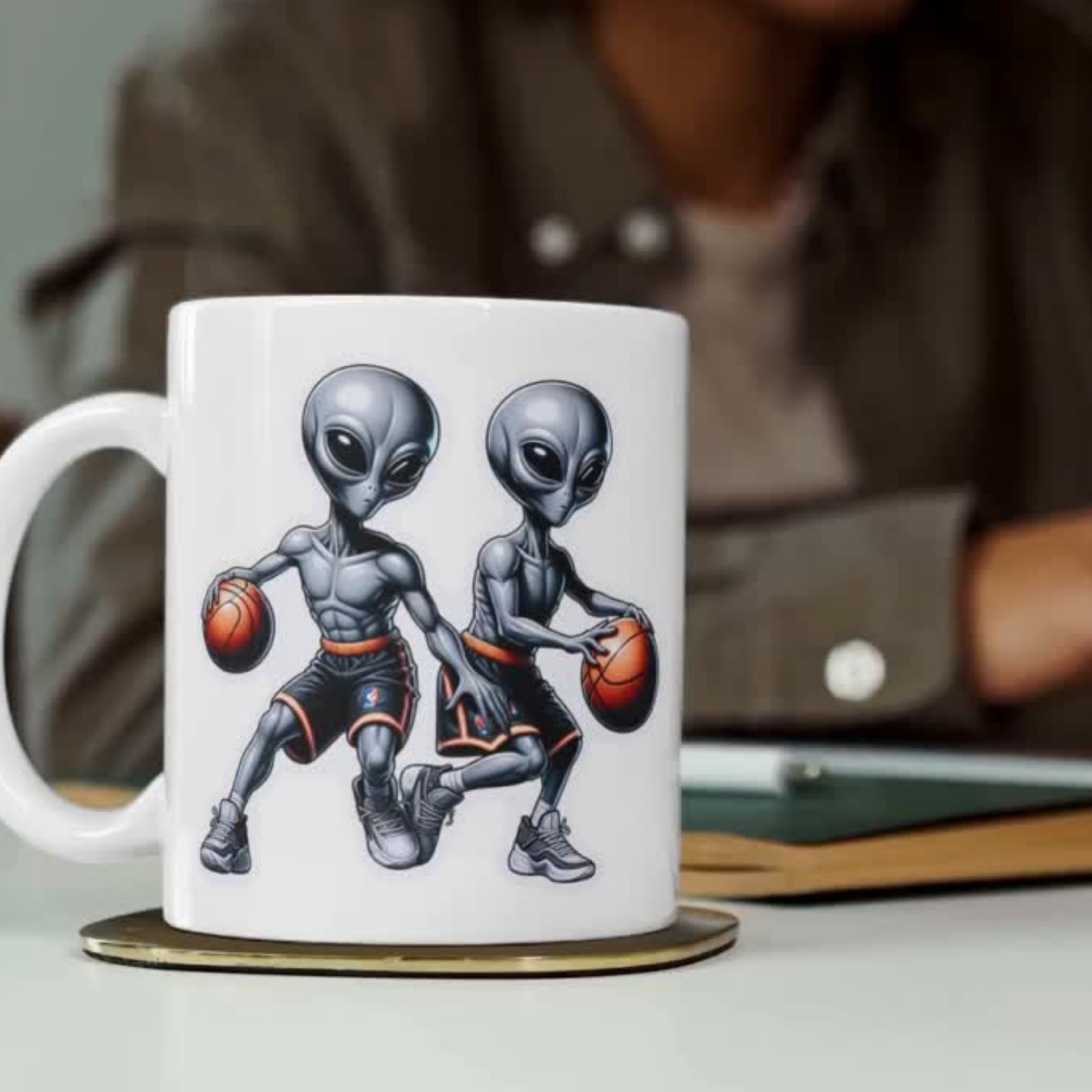Alien Basketball Comic Coffee Mug