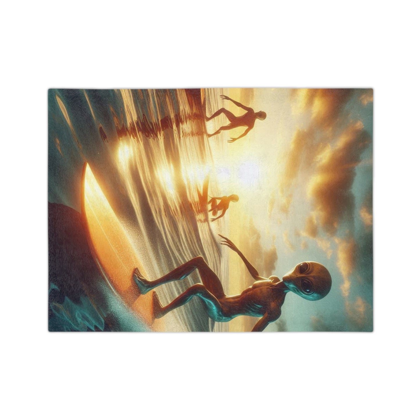 Surfing Aliens Velveteen Microfiber Blanket