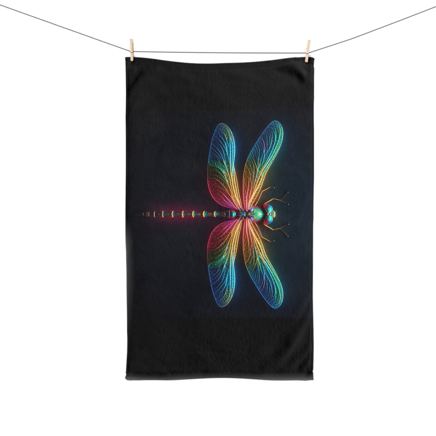 Neon Dragonfly Hand Towel