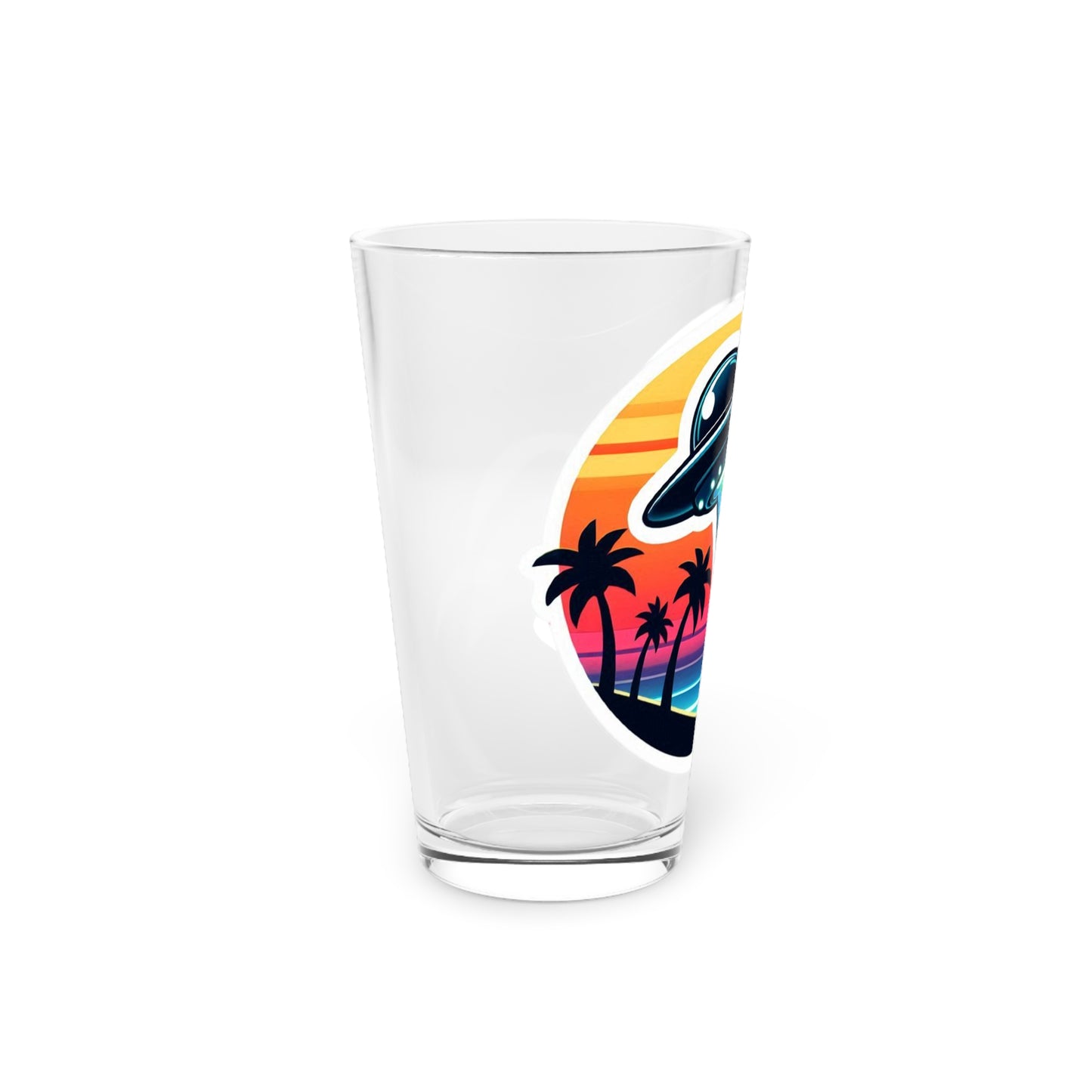 Retro Aliens in Paradise Pint Glass, 16oz