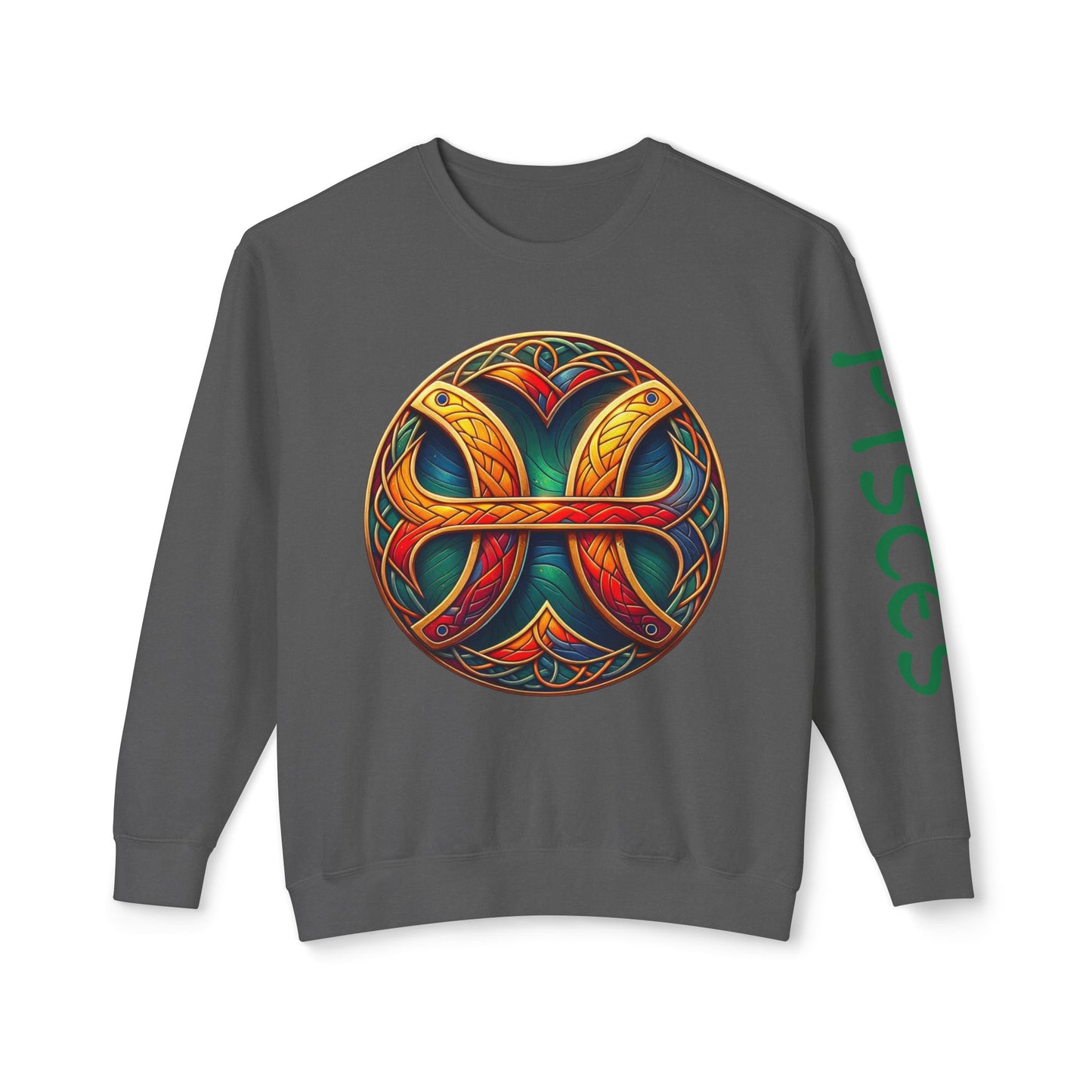 Crewneck Sweatshirt with Celtic Astrological Symbols-Pisces