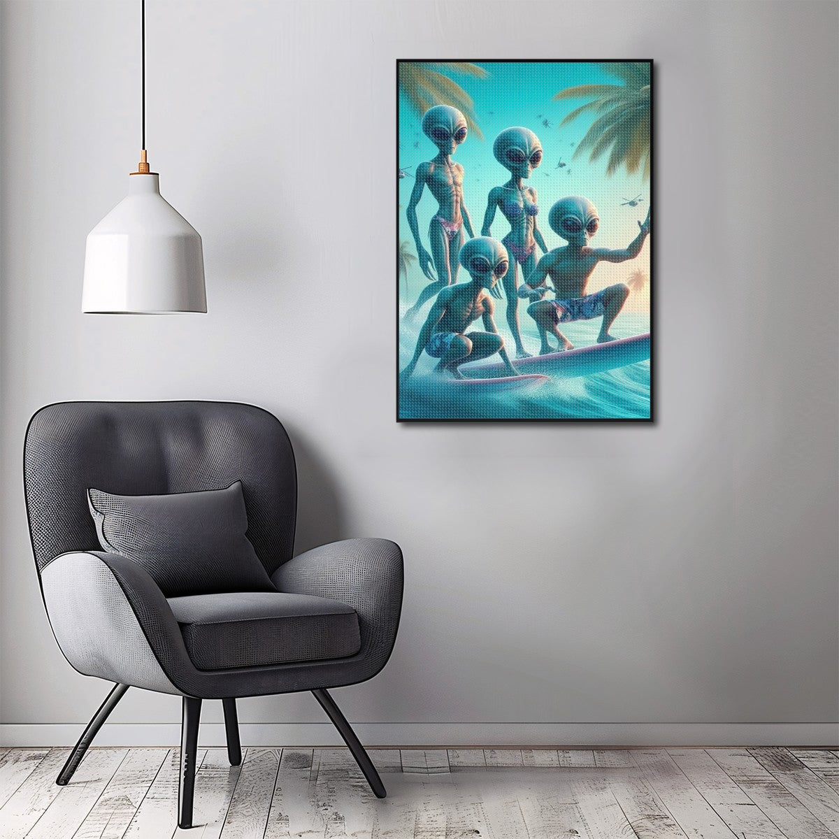 Diamond Painting Aliens Surfing - For You to Complete!