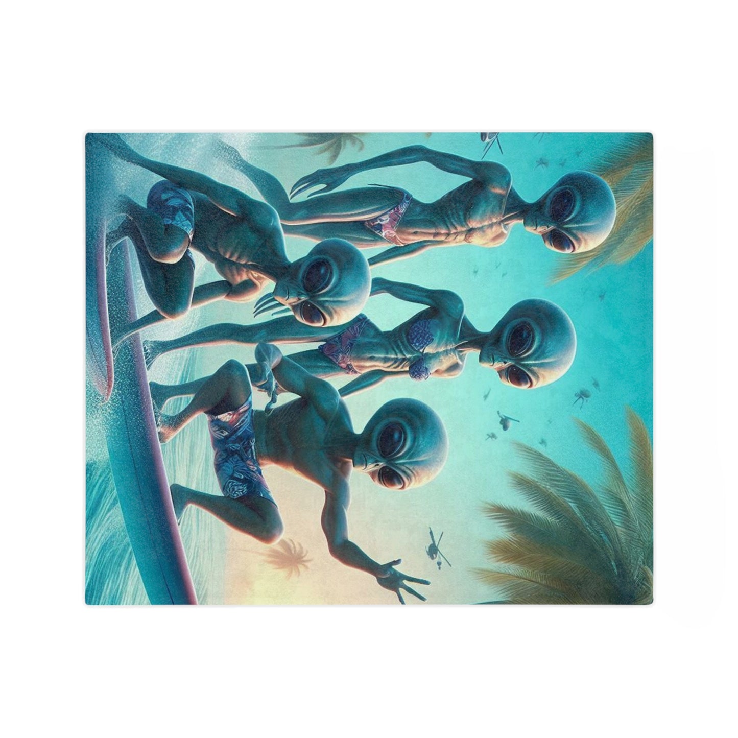 Aliens Surfing Microfiber Blanket