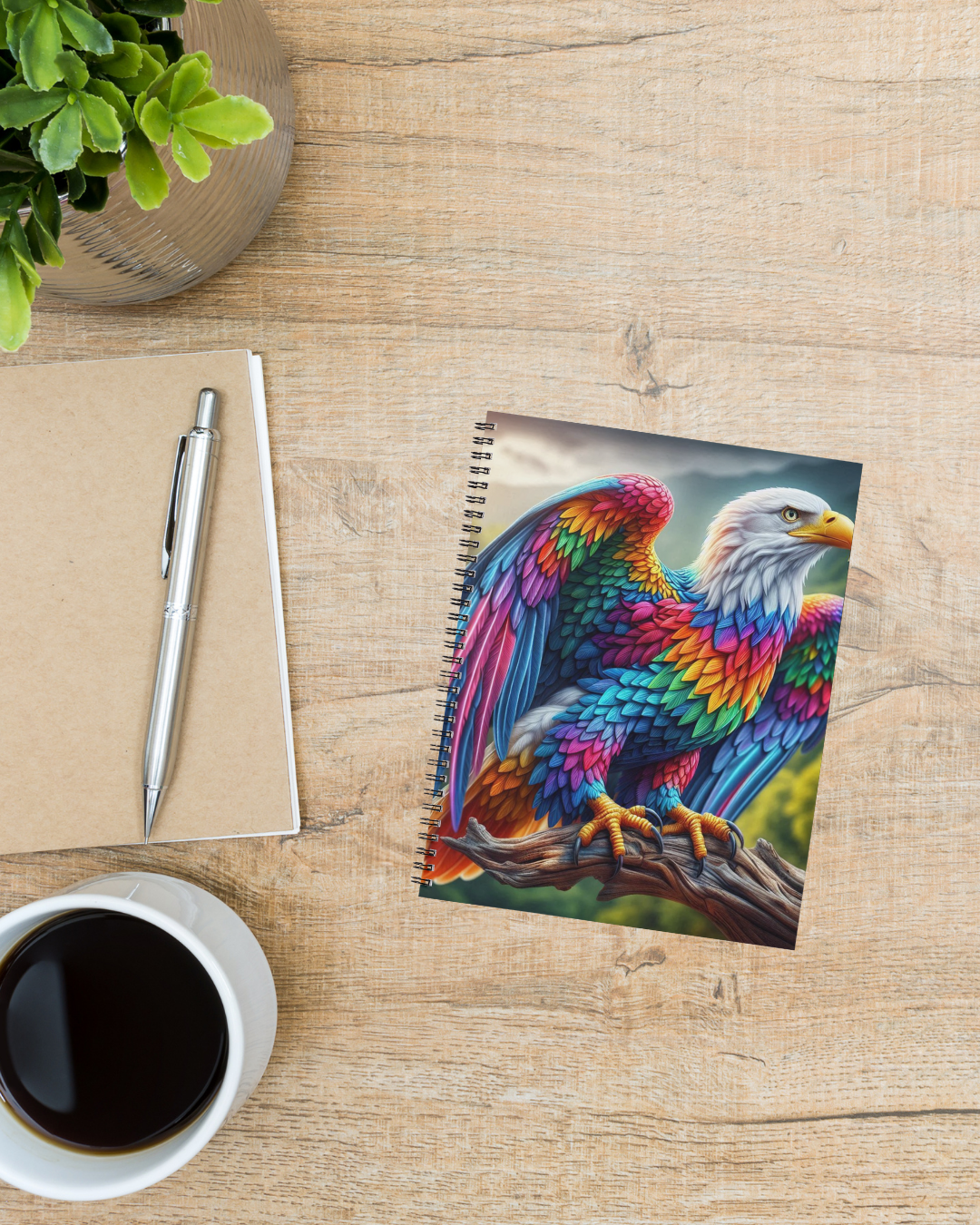 Spiral Notebook - Rainbow Bald Eagle (ruled)