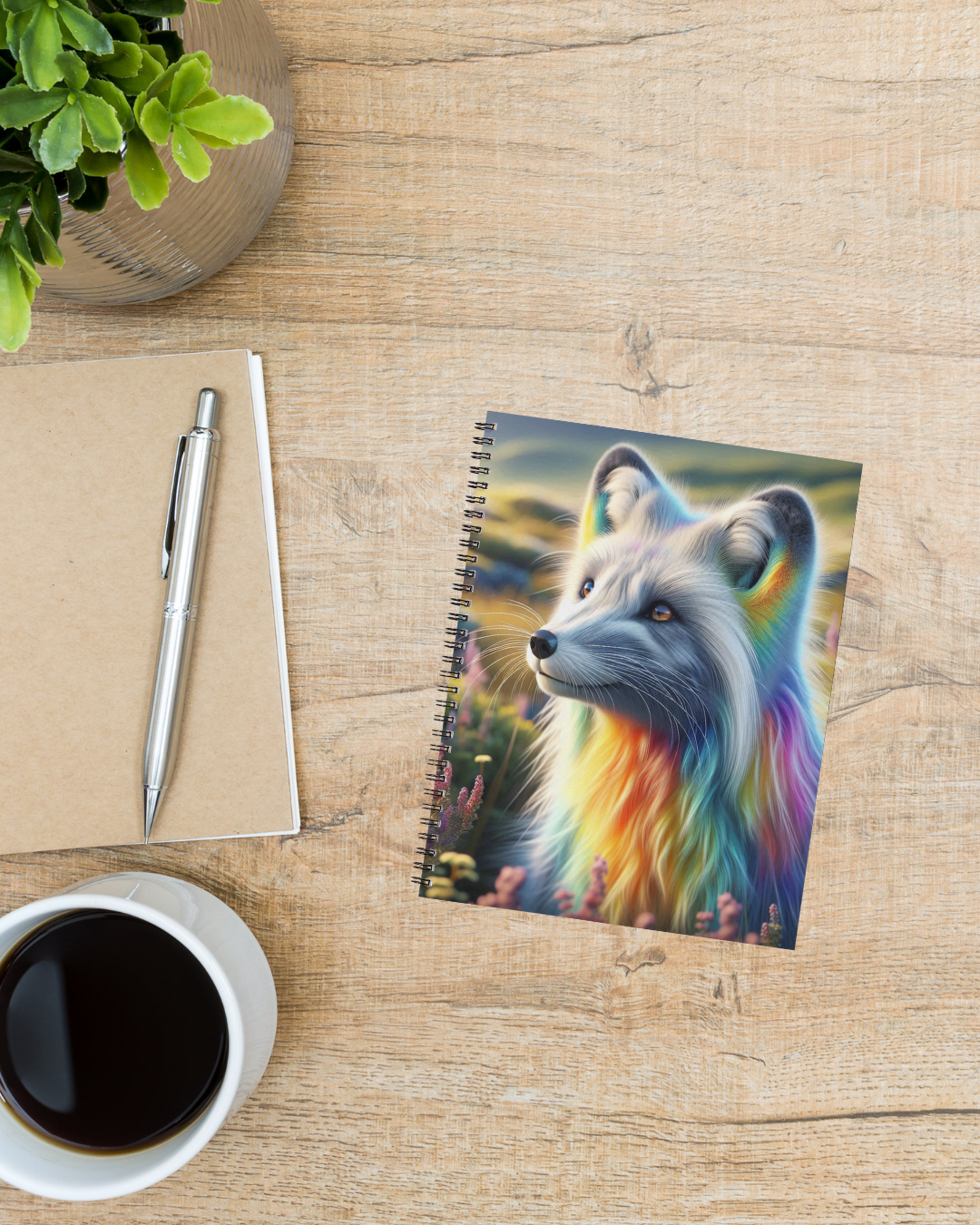 Spiral Notebook - Rainbow Arctic Fox at Sunset