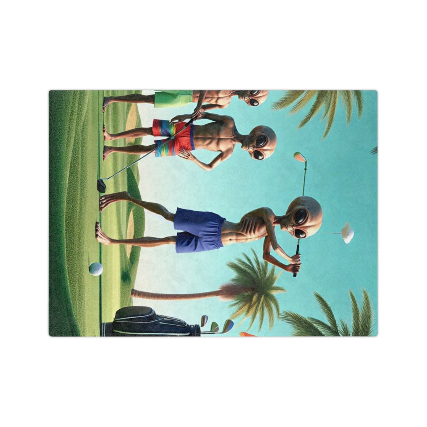 Aliens Golfing Velveteen Microfiber Blanket