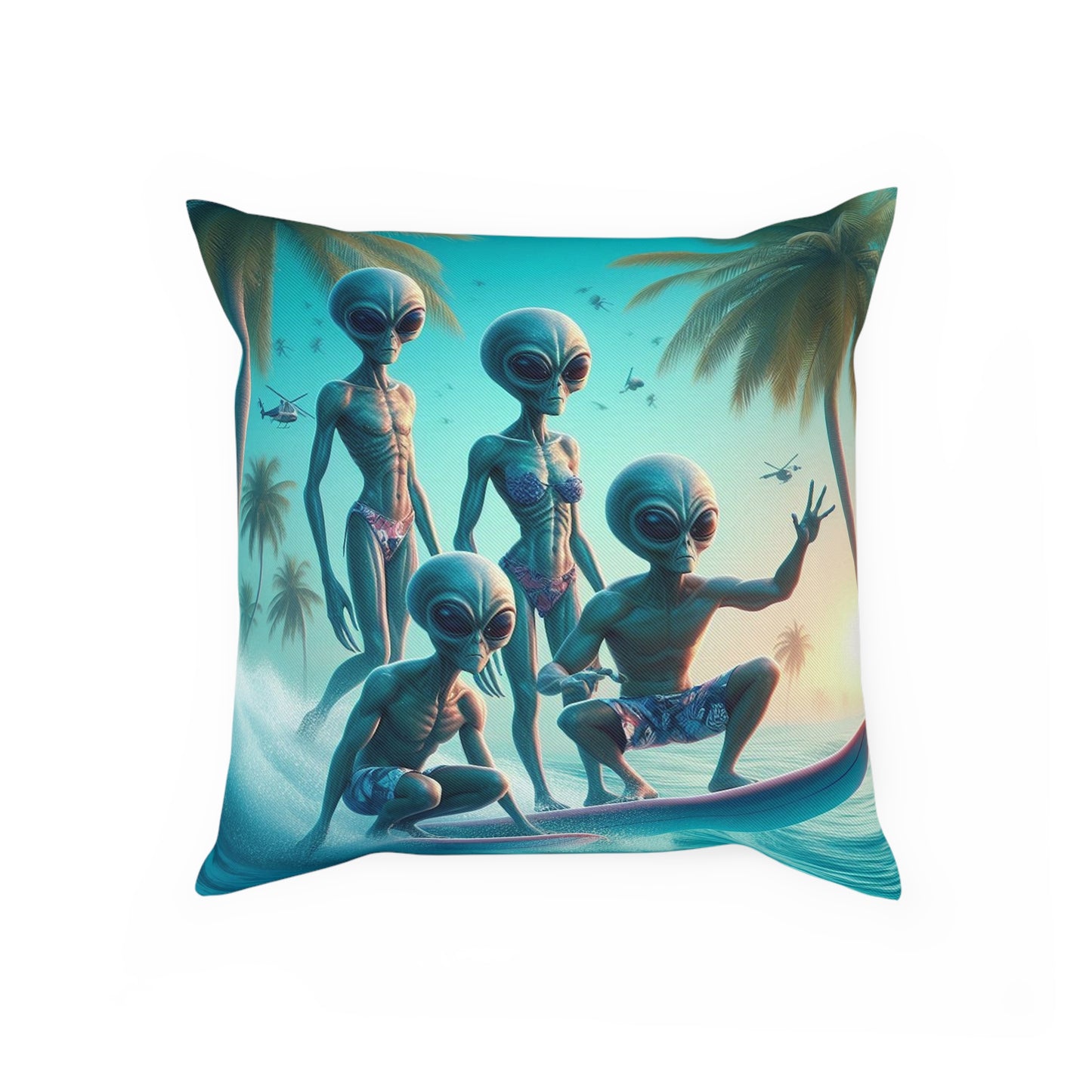 Surfing Alien Pillow