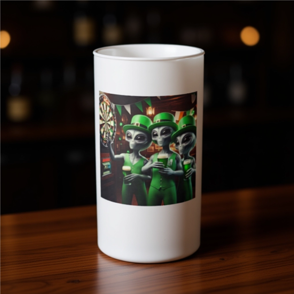 St. Paddy's Aliens Frosted Glass Beer Mug