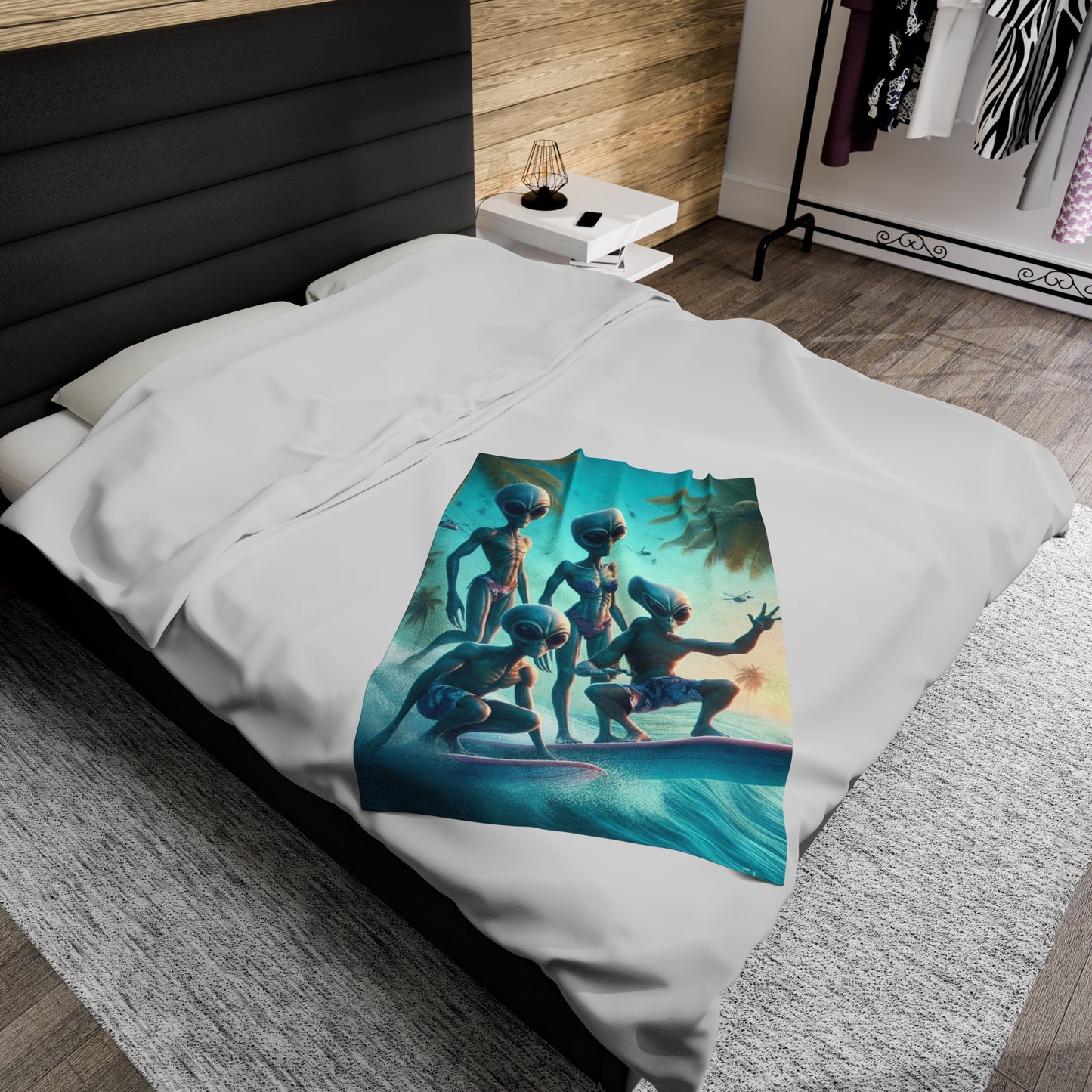 Sunset Surfers Velveteen Plush Blanket