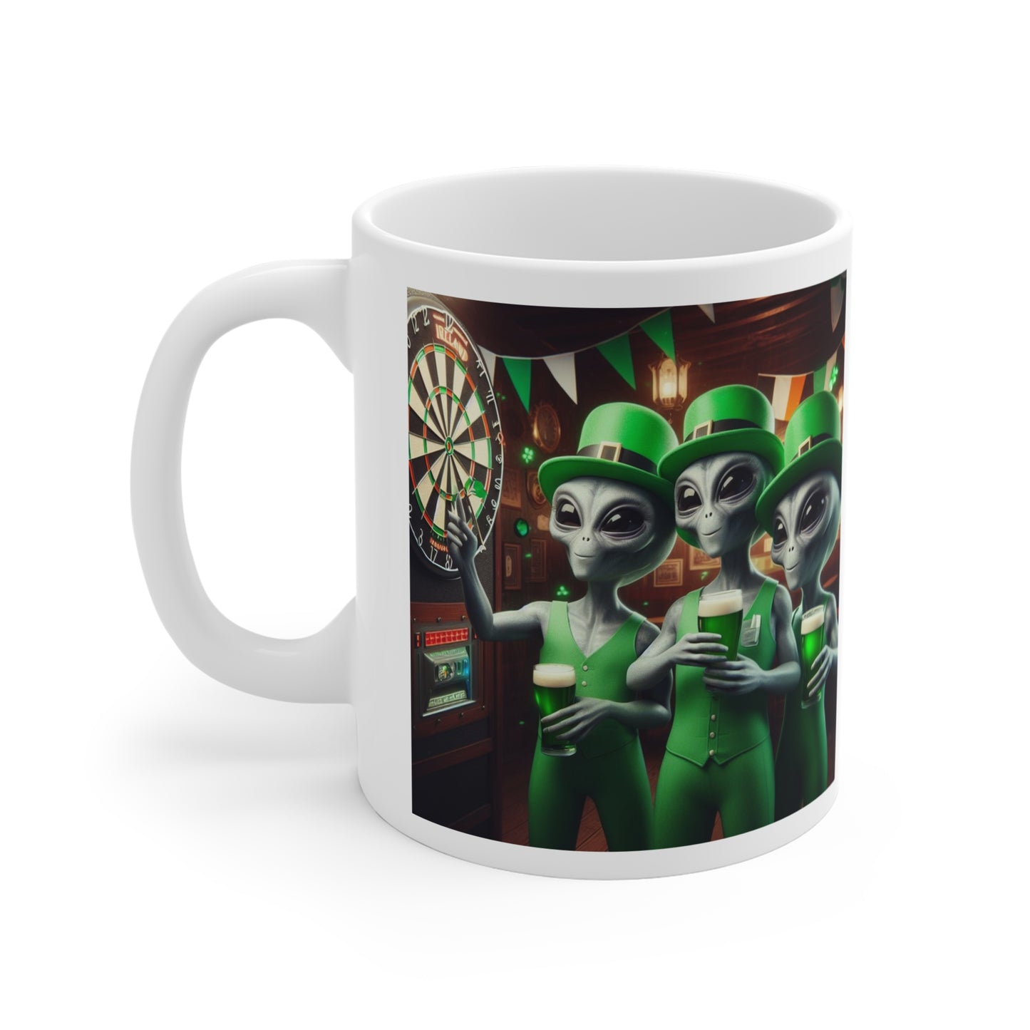 Irish Aliens Playing Darts Mug