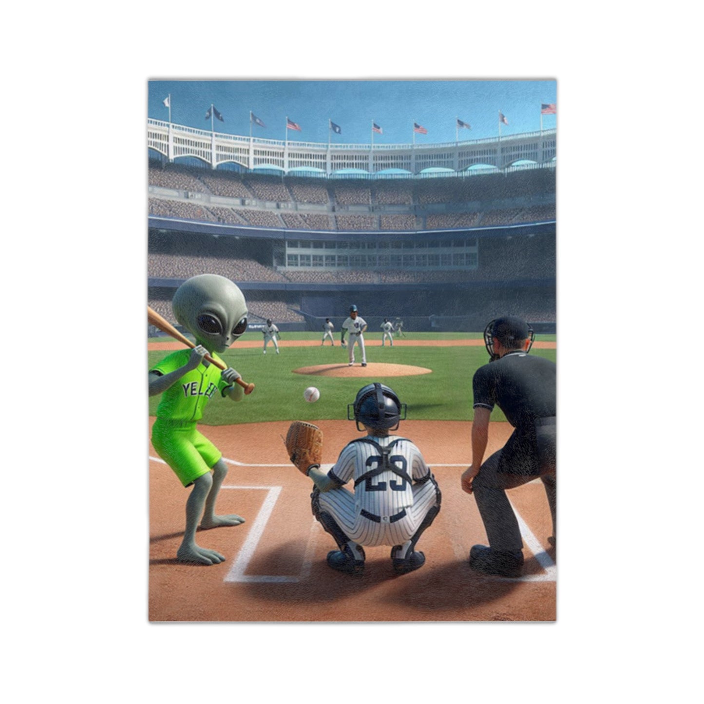 Aliens Playing Baseball Microfiber Blanket