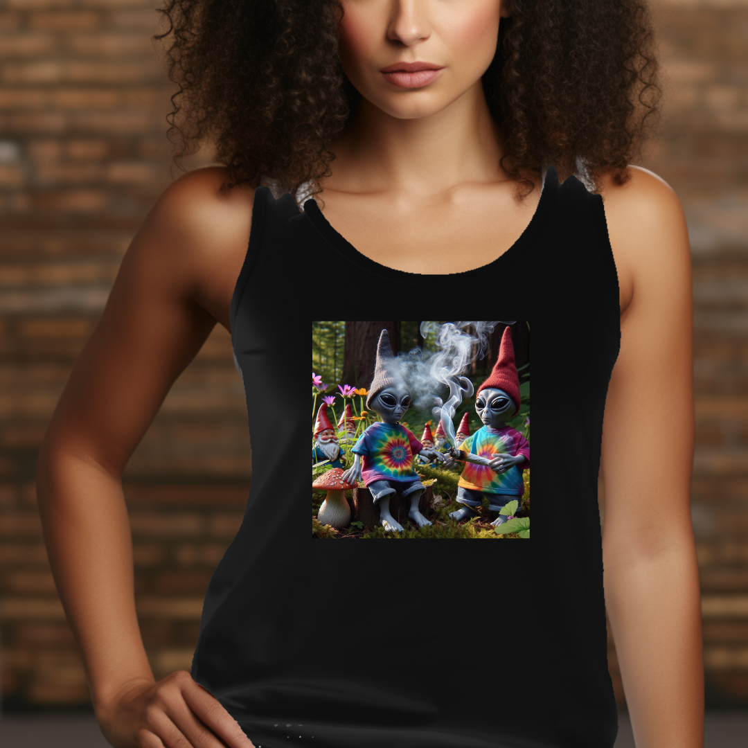 Aliens Corrupt the Gnomes Racerback Tank