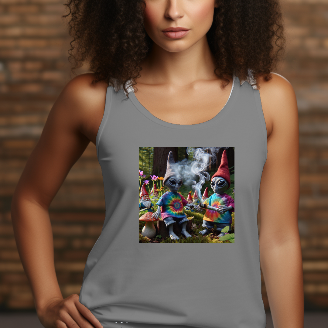 Aliens Corrupt the Gnomes Racerback Tank