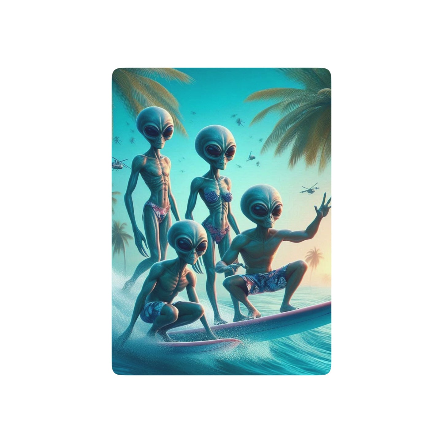 Aliens Surfing Playing Cards