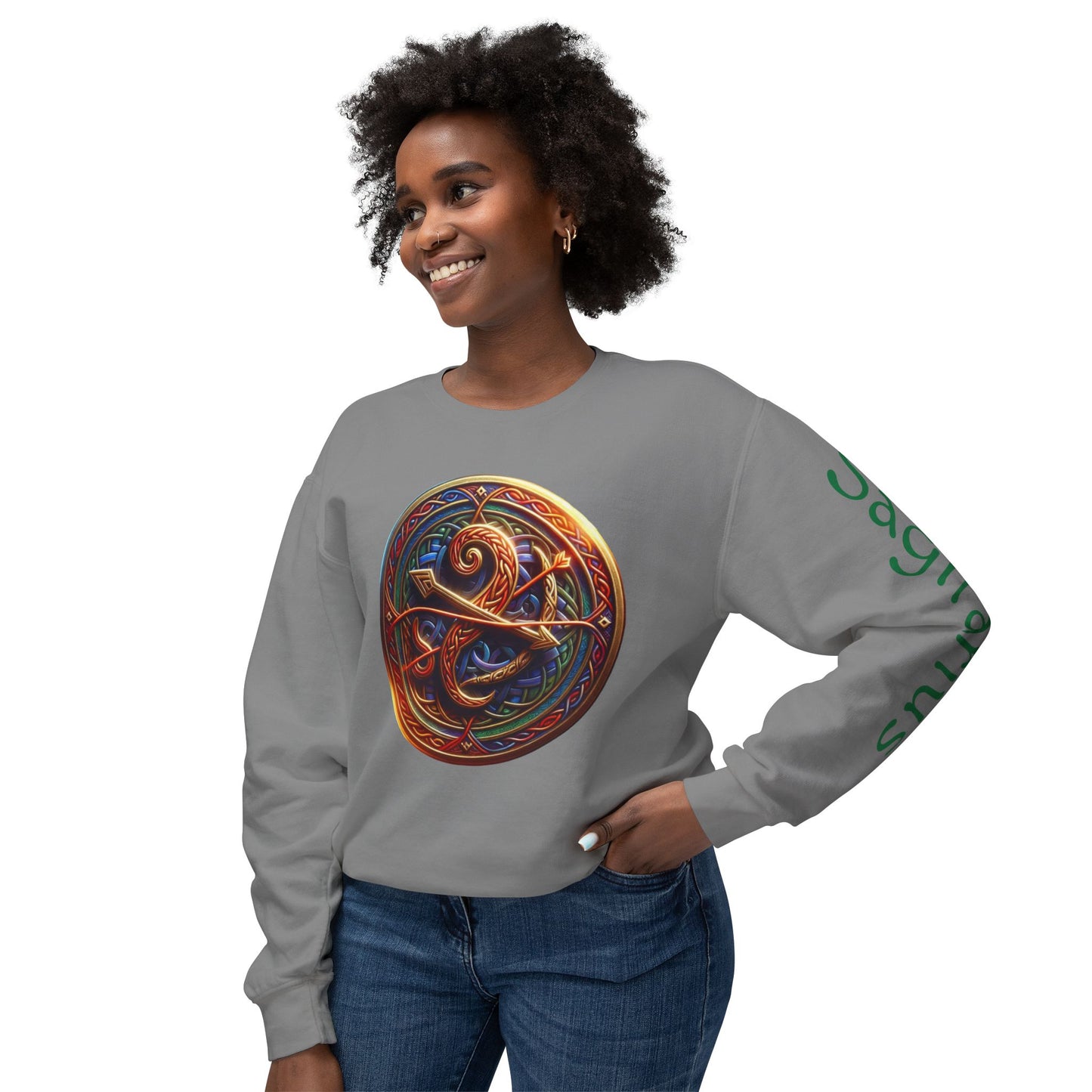 Crewneck Sweatshirt with Celtic Astrological Symbols-Sagitarius