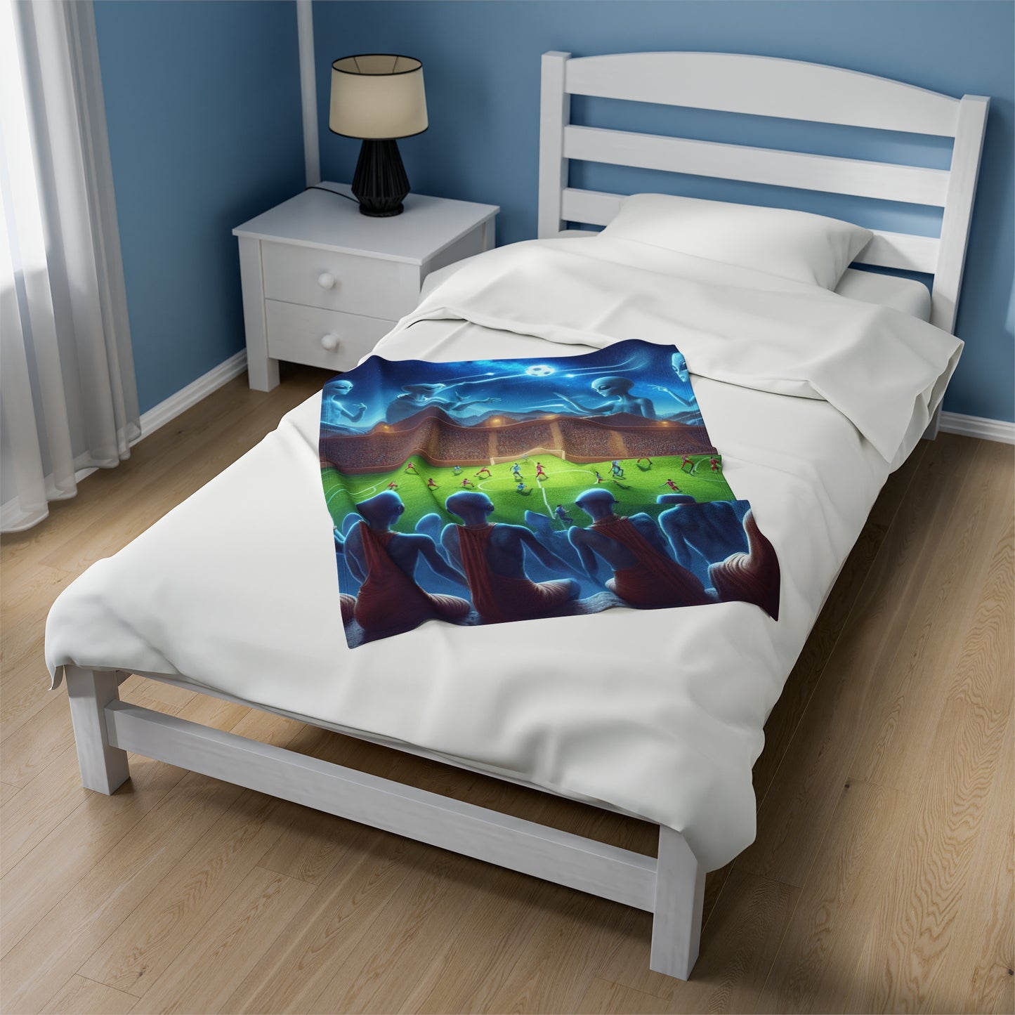 Aliens Watching Intergalactic Futbol Velveteen Plush Blanket