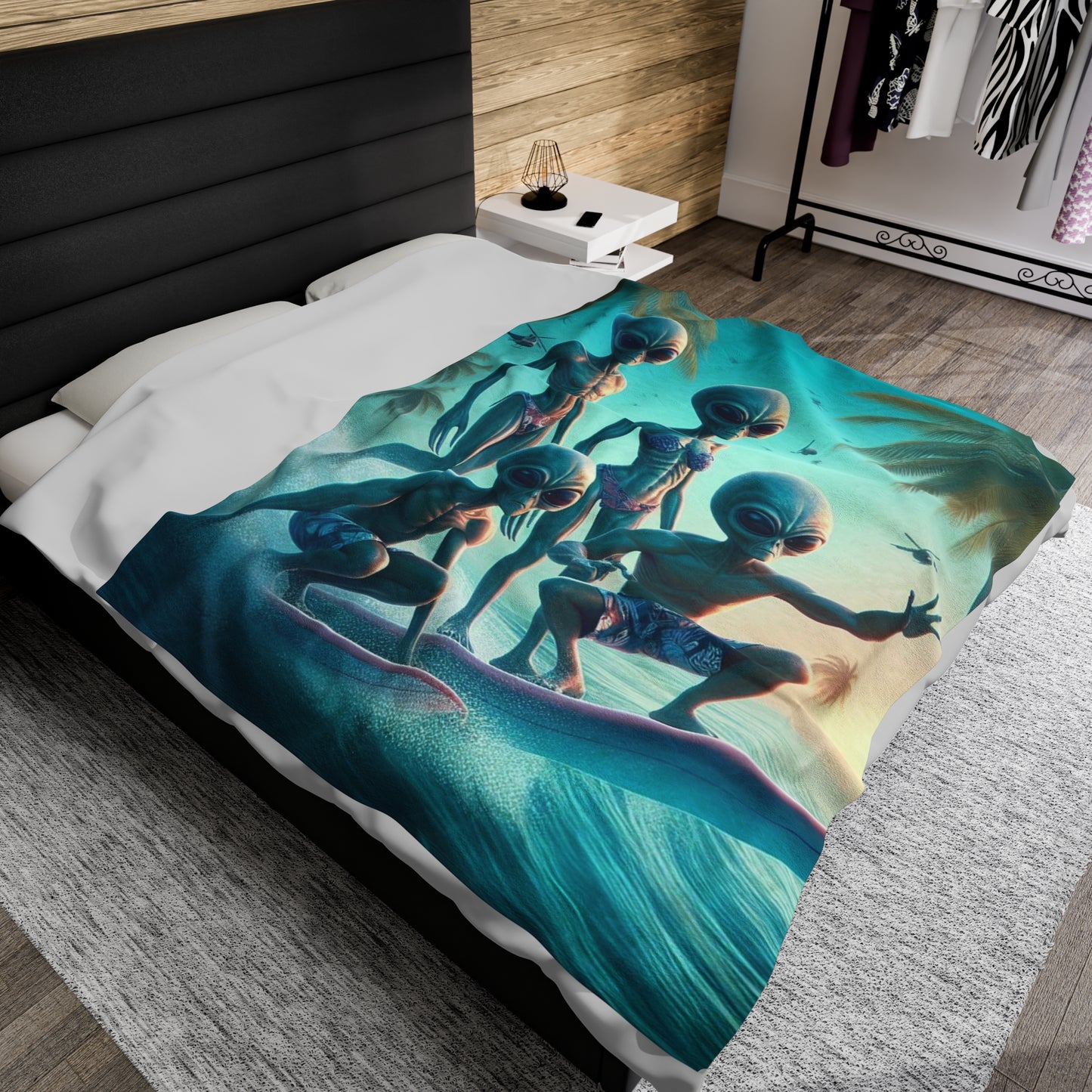 Sunset Surfers Velveteen Plush Blanket