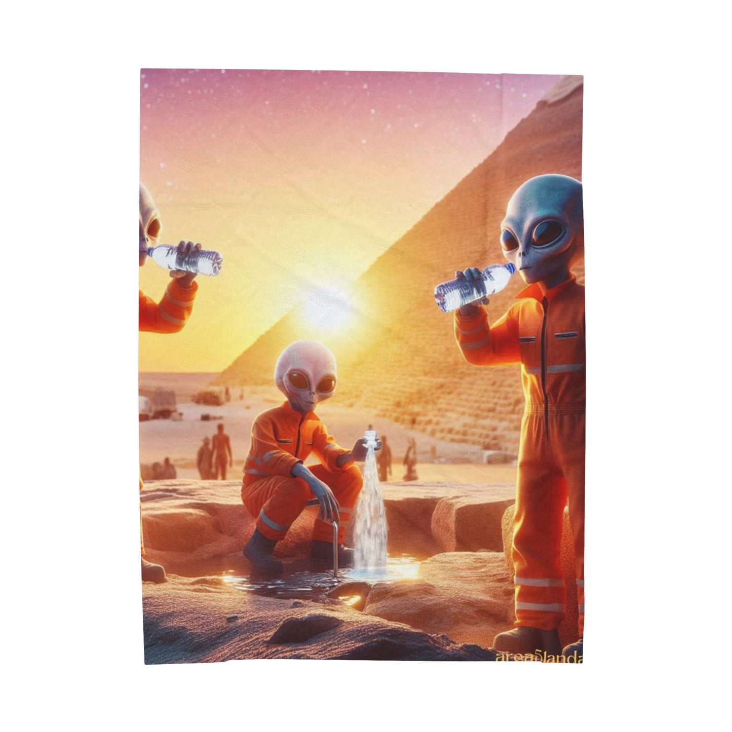 Water Break at The Pyramids of Giza Velveteen Blanket