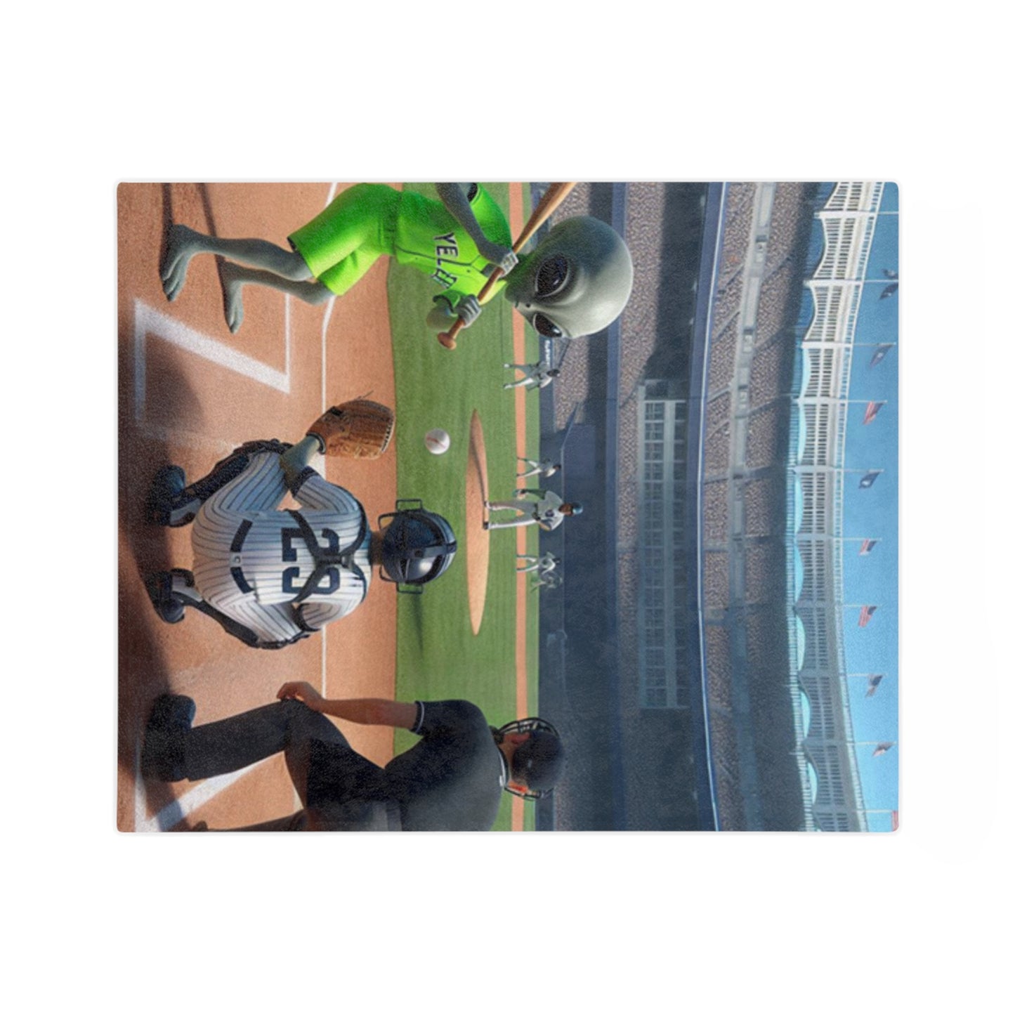 Aliens Playing Baseball Microfiber Blanket