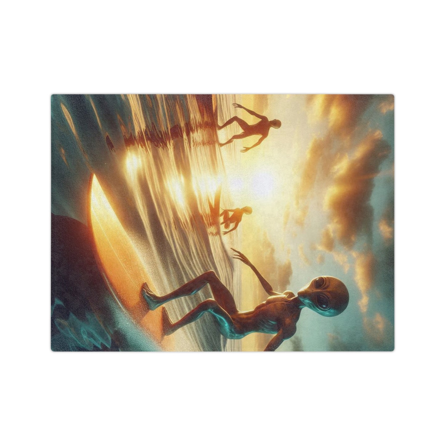 Surfing Aliens Velveteen Microfiber Blanket