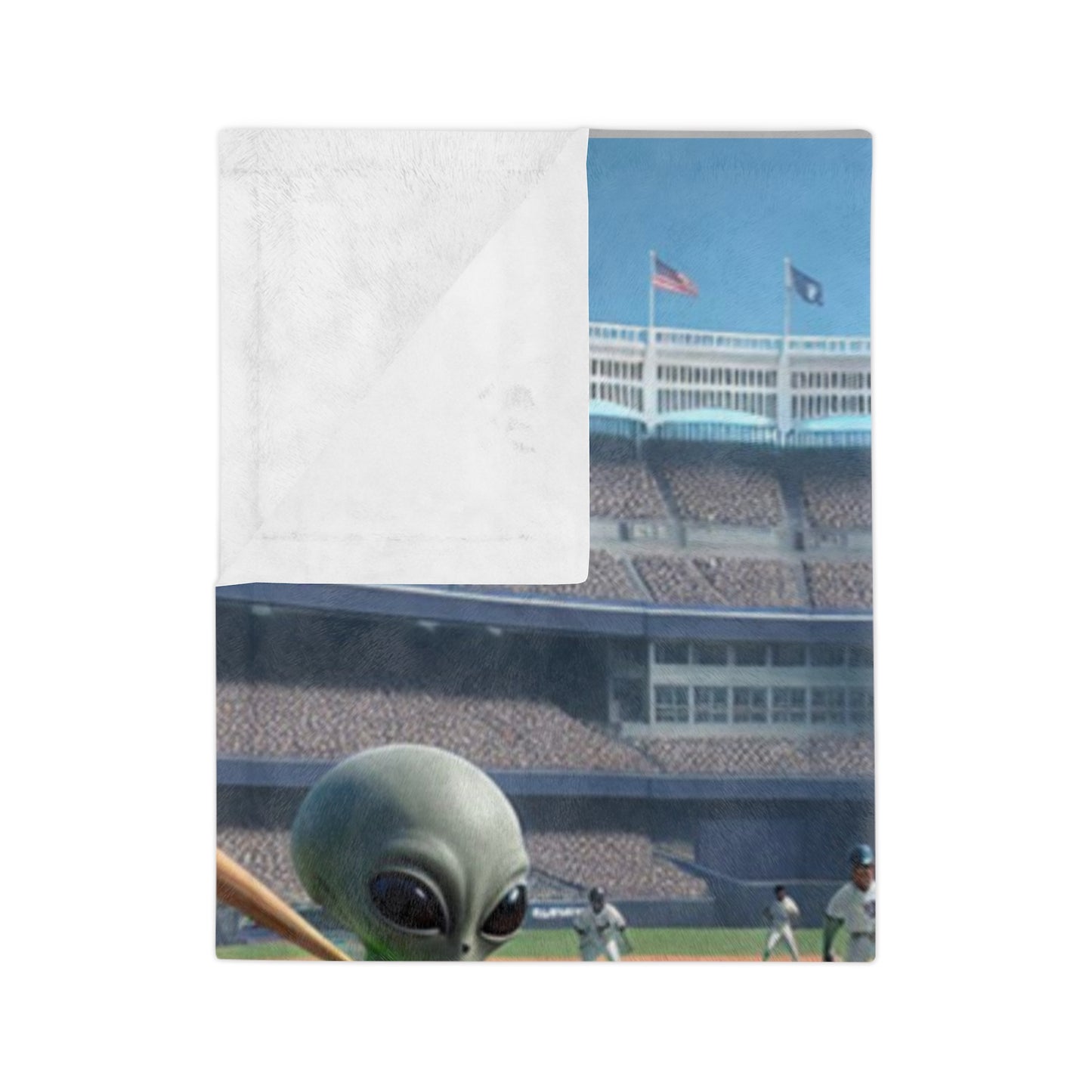 Aliens Playing Baseball Microfiber Blanket
