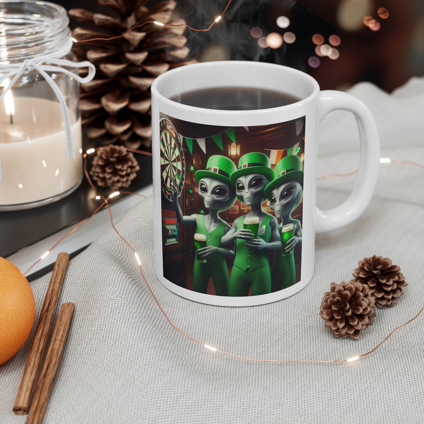 Irish Aliens Playing Darts Mug
