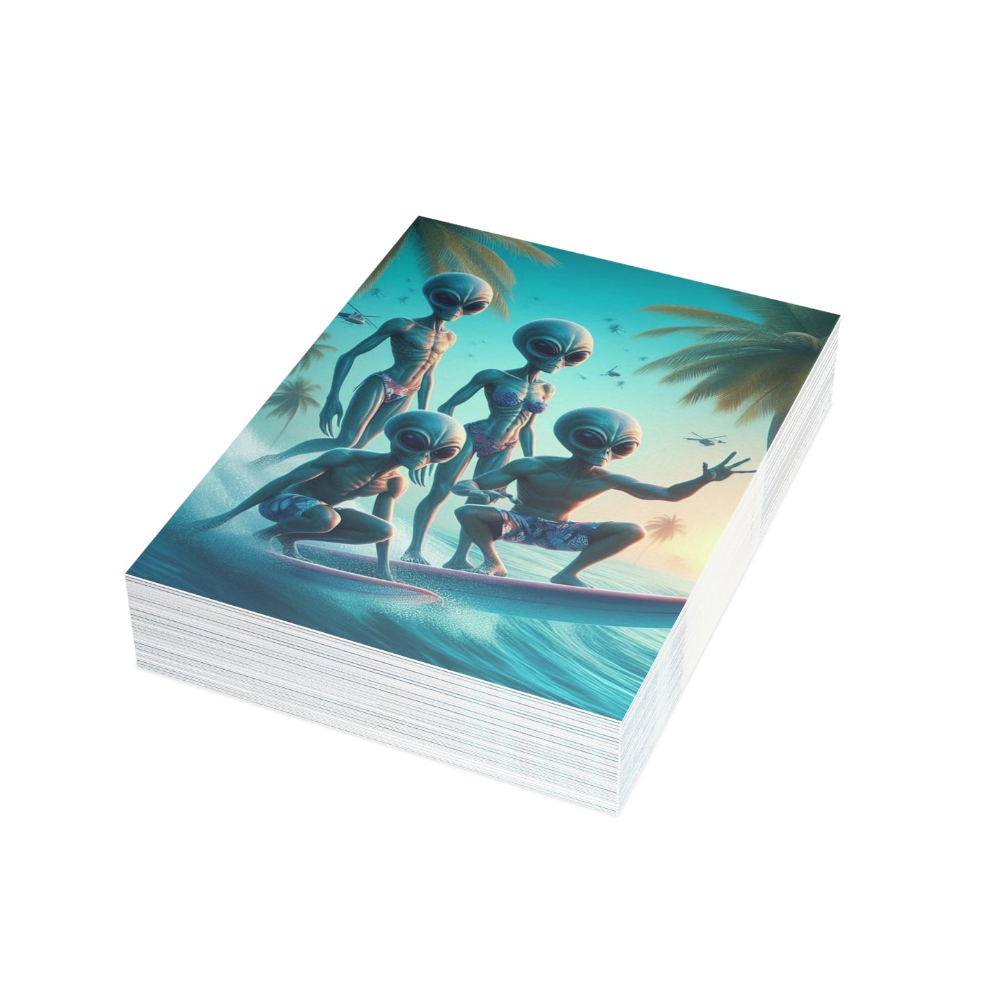 Surfing Aliens Postcard Bundle - Fun Outer Space Greetings