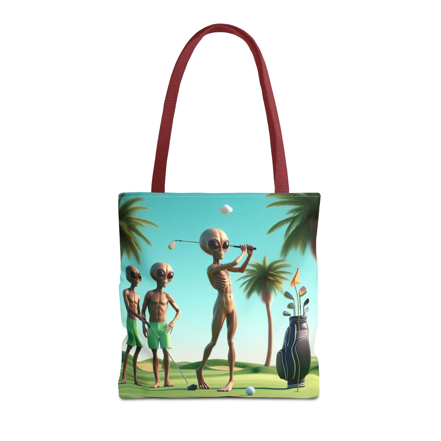 Golfing Aliens Tote Bag